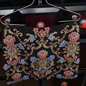 Umgee Black Mini Skirt with Floral Embroidery